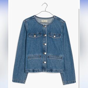Madewell Collarless Blue Denim Lady Jacket